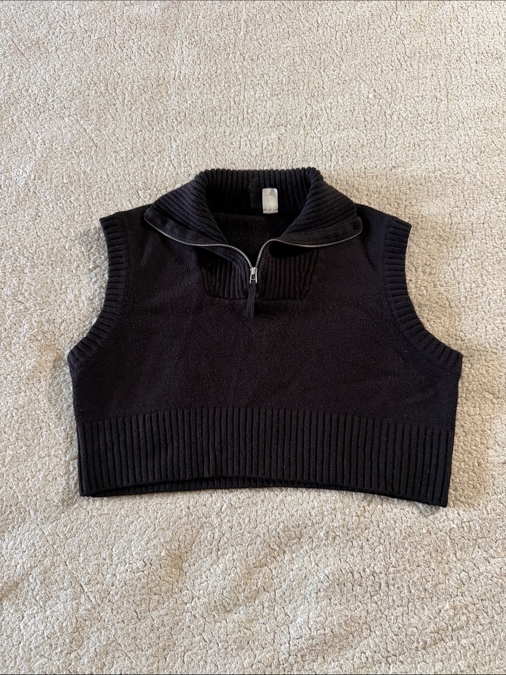 Divided Black Sleeveless Cowl Zip Knit Sweater Vest Medium